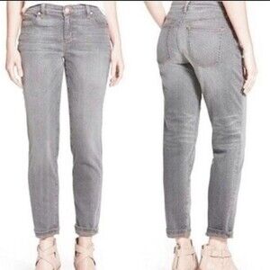 Eileen Fisher Women's Light Gray Denim Mid-Rise Slim Straight Leg Jeans Size 4
